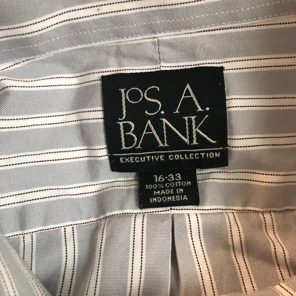 Gray white stripped Men’s Dress Shirt. Jos A Bank. - Picture 2 of 4